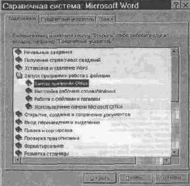 Использование окна справочной системы
