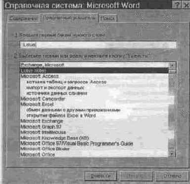 Использование окна справочной системы