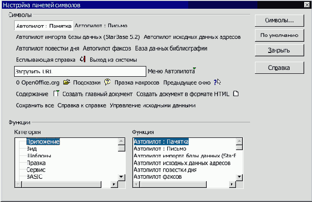 Настройка панелей инструментов